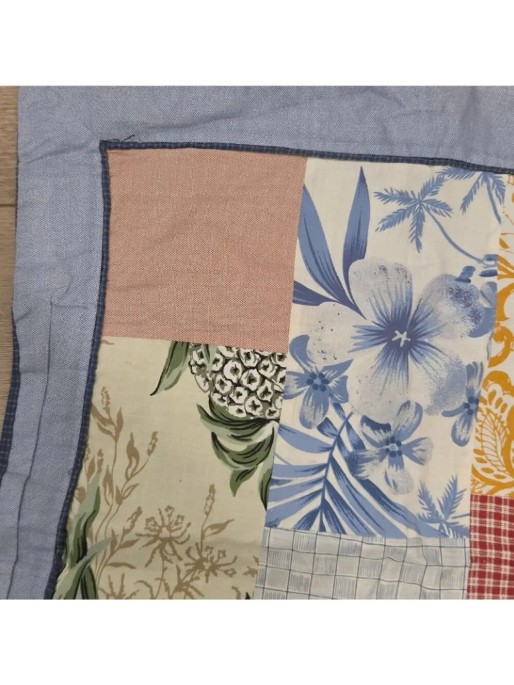 Kids Hawaiian Surf Patchwork Quilted Pillow Sham Standard Blue